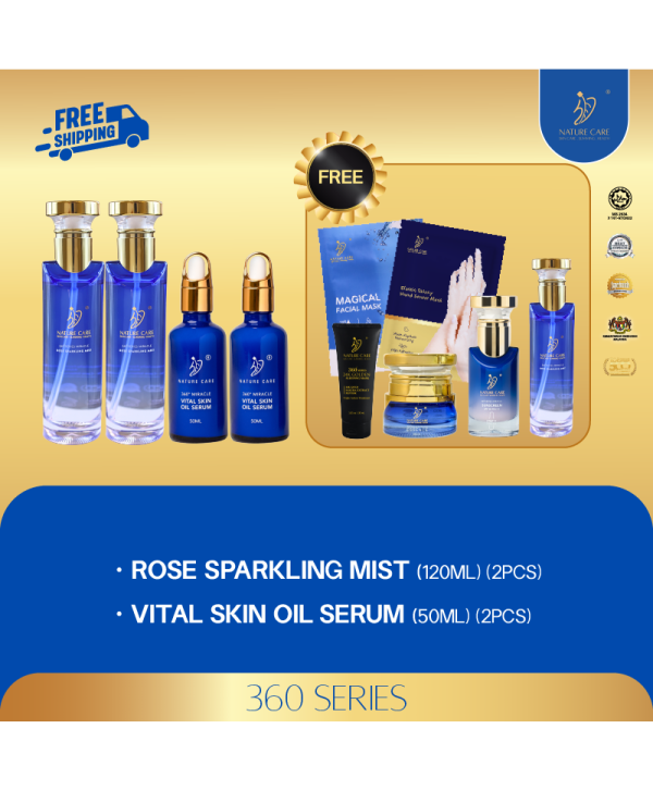 MERDEKA PROMO SET B RM831 (ROSE 120ML 2PCS, OIL SERUM 50ML 2PCS FOC ESSENCE 30ML 1PC, 24K 30ML 1PC, SUNSCREEN 40ML 1PC, ROSE MIST 120ML 1PC, HAND MASK 1PC, MAGICAL MASK 1PC)